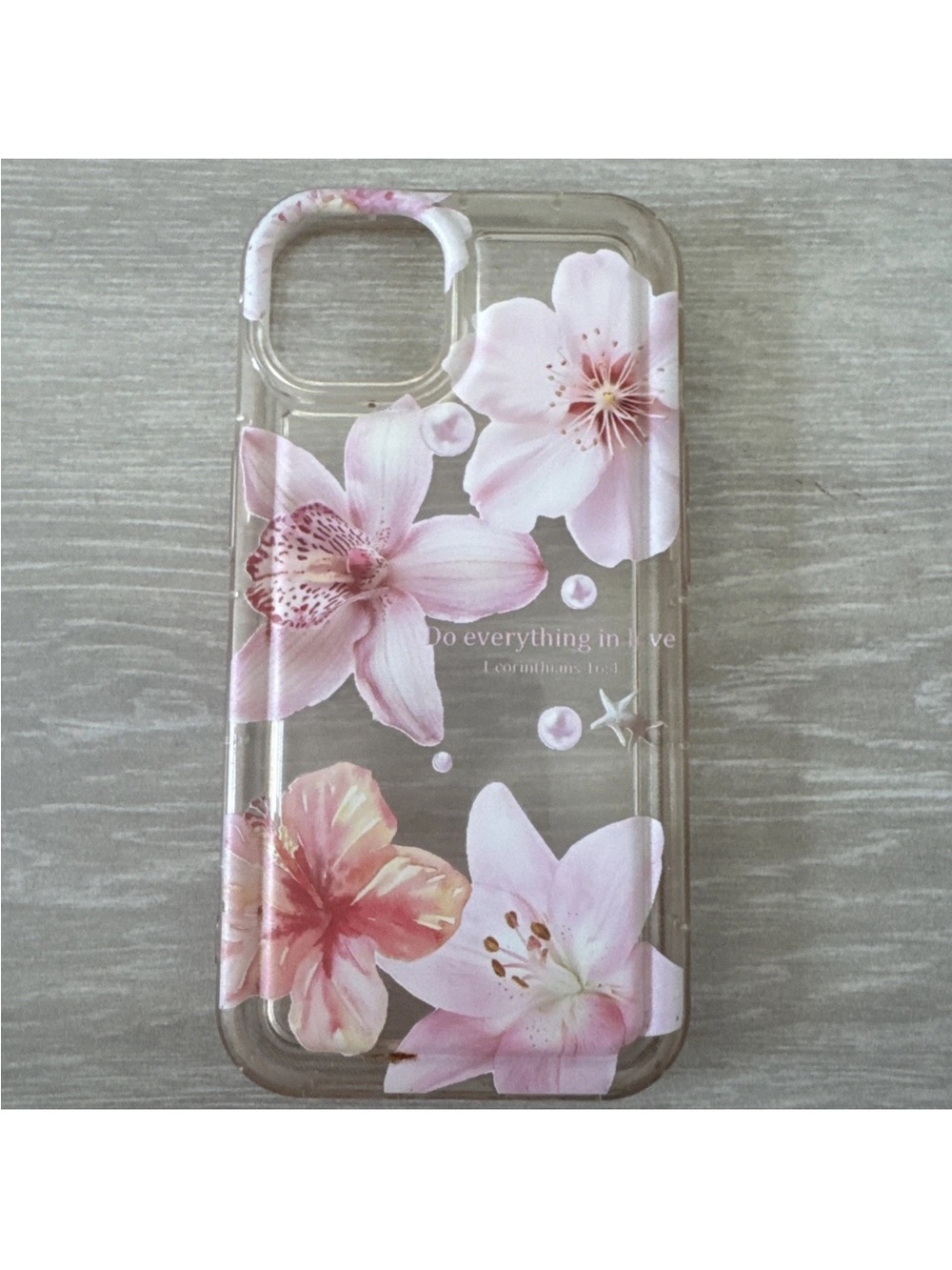 IPHONE 13 Clear Pink Floral iPhone Case with Bubble Accents